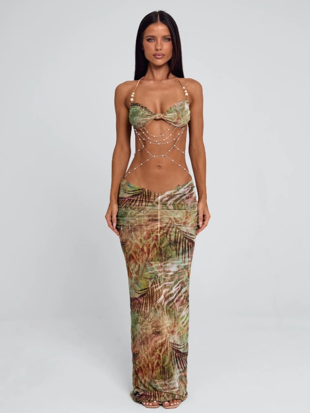 Caterina Maxi Dress in Lagrono Sage XXS